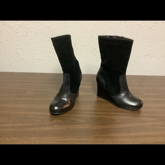 Vintage Suede and leather platform wedge heel boots 3.25” - Picture 9 of 12